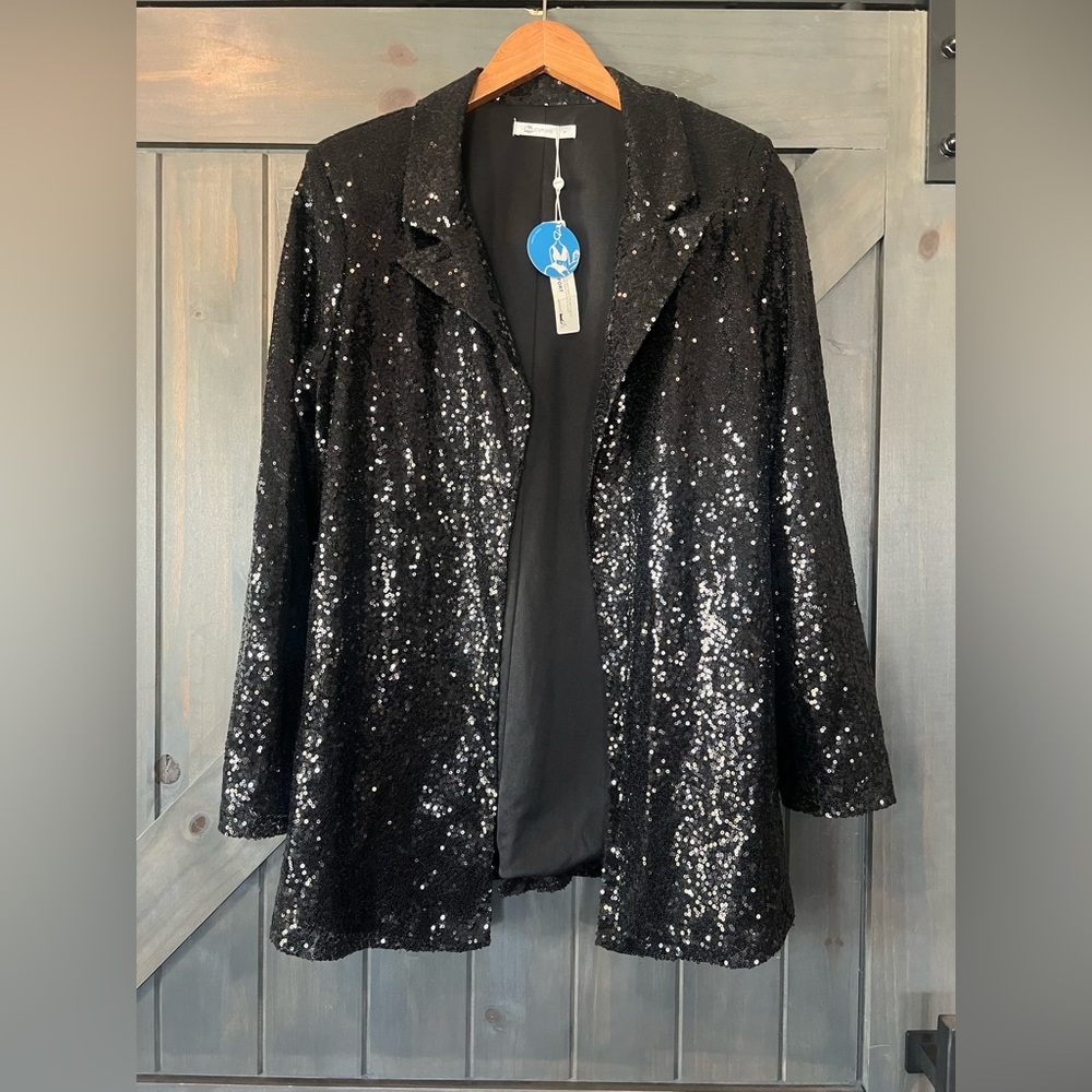 Black Sequin Blazer. NWT